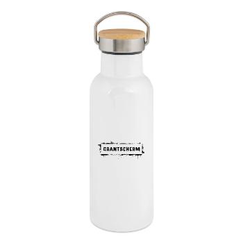 Grantscherm – Viennese dialect cult saying - Thermal Bottle with Bamboo Lid - white - Right