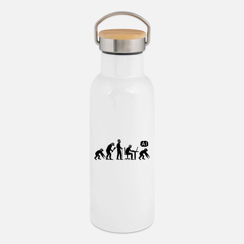 AI-volution - Thermal Bottle with Bamboo Lid - white