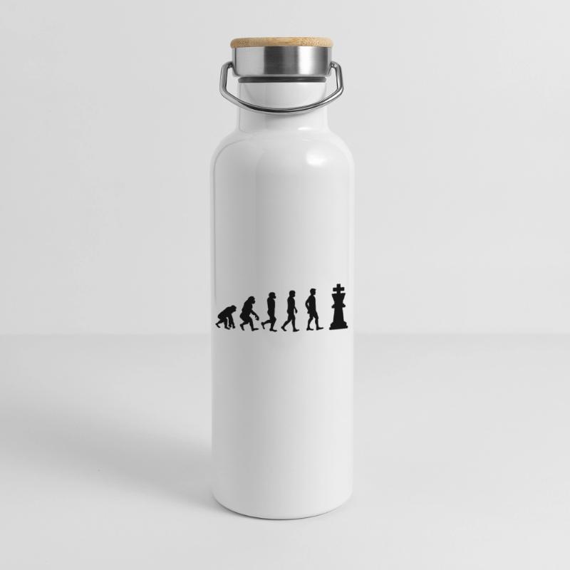 Schach Evolution Thermosflasche mit Bambusdeckel