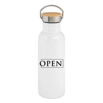 OPEN in frame - Thermal Bottle with Bamboo Lid - white - Right