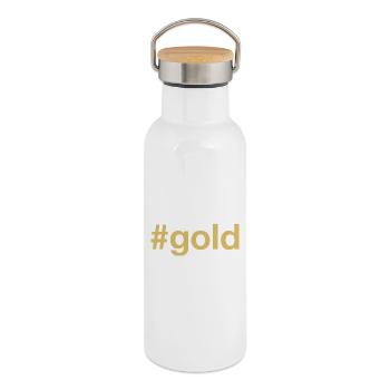 GOLD Winner Gewinner - Thermosflasche mit Bambusdeckel - Weiß - Rechts