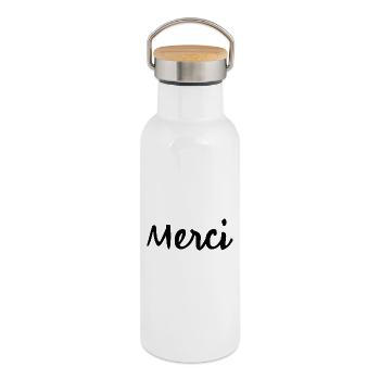 VIELEN DANK. GELIEBTE. MEISTER. DANKE HERRIN - Thermosflasche mit Bambusdeckel - Weiß - Rechts