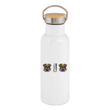 Mops - Thermosflasche mit Bambusdeckel - Weiß - Rechts