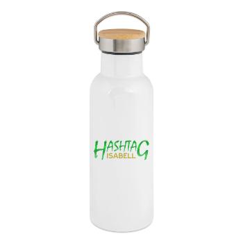 First name Isabell - Thermal Bottle with Bamboo Lid - white - Right
