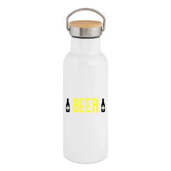 Beer  - Thermosflasche mit Bambusdeckel - Weiß - Rechts
