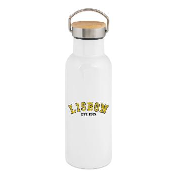 Lisbon Est. 2005 - Thermal Bottle with Bamboo Lid - white - Right