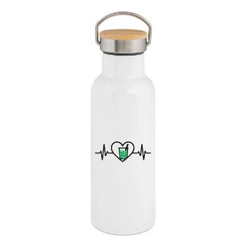 Bubble Tea Heart Boba Drink Sweet Trend - Thermal Bottle with Bamboo Lid - white - Right