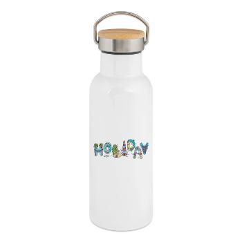 Holiday - Thermal Bottle with Bamboo Lid - white - Right