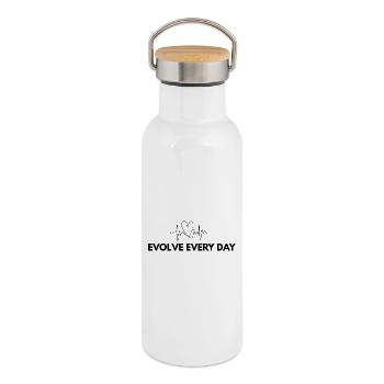 Evolve Every Day Shirt – Growth Mindset Print - Thermosflasche mit Bambusdeckel - Weiß - Rechts