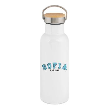 Sofia Est. 1986 - Thermal Bottle with Bamboo Lid - white - Right