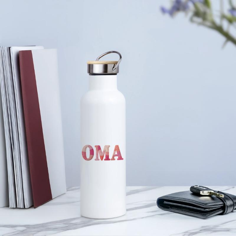 OMA Cozy Patchwork Statement Geschenk Thermosflasche mit Bambusdeckel