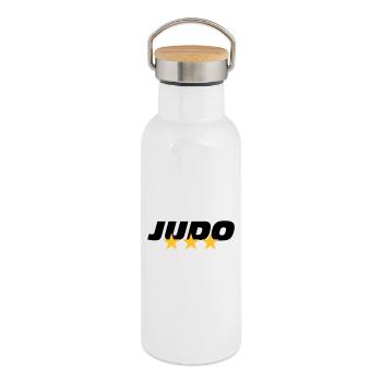 [ Judo ] - Thermal Bottle with Bamboo Lid - white - Right