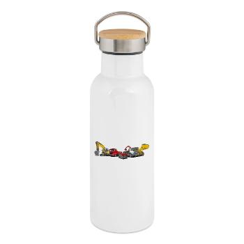 Construction Machinery Fleet - Thermal Bottle with Bamboo Lid - white - Right