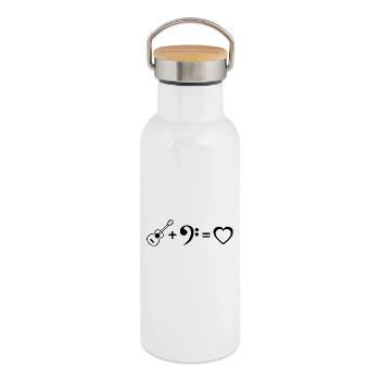 Guitare Basse Love Bas Clef Equation Bassiste - Gourde isotherme avec bouchon en bambou - blanc - Droite