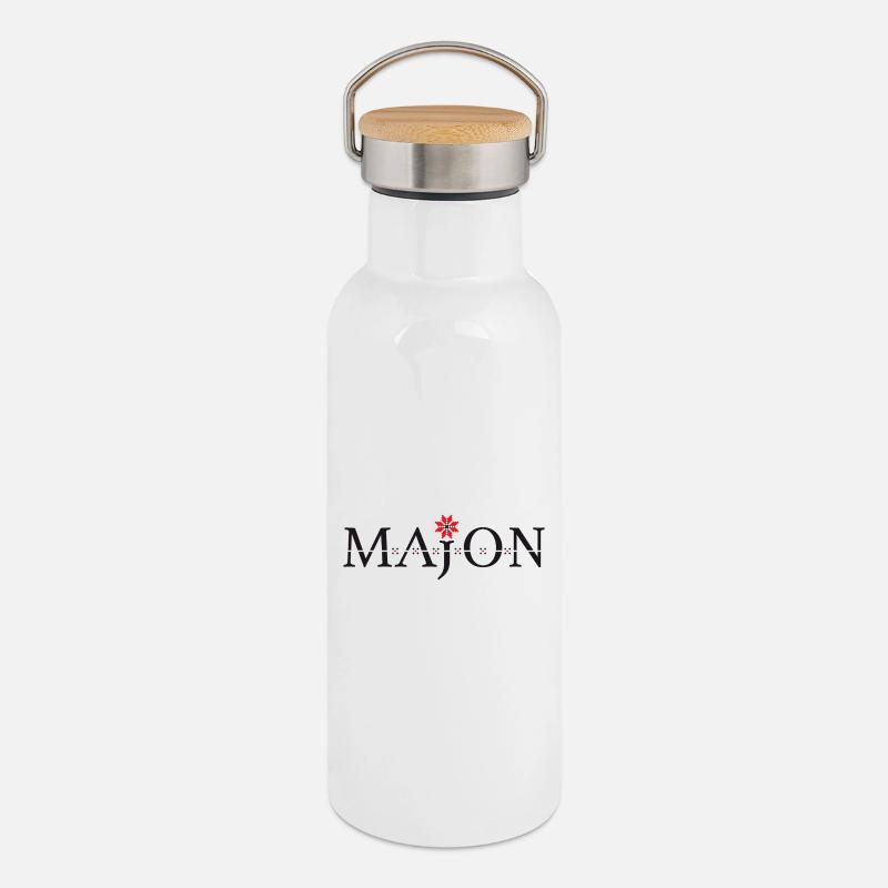 Majon – Springer - Thermosflasche mit Bambusdeckel - Weiß