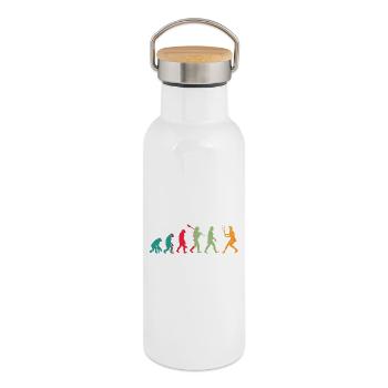 Evolution Tennis Geschenk - Thermosflasche mit Bambusdeckel - Weiß - Rechts