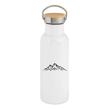 Mountains Mountain Nature Conservation Nature Lovers - Thermal Bottle with Bamboo Lid - white - Right