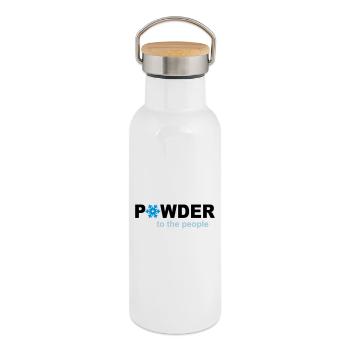 snow - Thermal Bottle with Bamboo Lid - white - Right