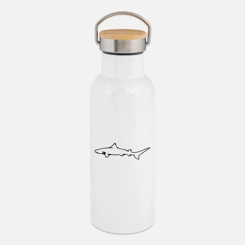 Wildlife Inspired ReefShark - Thermosflasche mit Bambusdeckel - Weiß