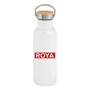 roya - Gourde isotherme avec bouchon en bambou - blanc - Droite
