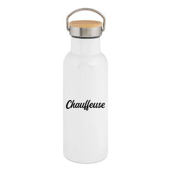Professioneller LKW-Fahrer Pr - Thermosflasche mit Bambusdeckel - Weiß - Rechts