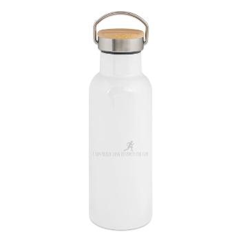 Je cours de très longues distances pour un marathon amusant - Gourde isotherme avec bouchon en bambou - blanc - Droite