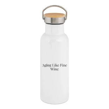 Altern wie feiner Wein - Thermosflasche mit Bambusdeckel - Weiß - Rechts