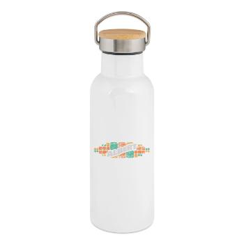Albert als Vorname - Thermosflasche mit Bambusdeckel - Weiß - Rechts