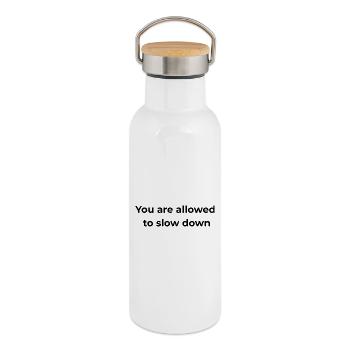 Mindful Reminder | You are allowed to slow down - Thermal Bottle with Bamboo Lid - white - Right
