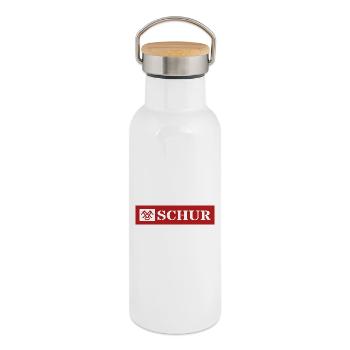 Schur gon Dach Gemorje im Siegerland Sejerlänner  - Thermosflasche mit Bambusdeckel - Weiß - Rechts