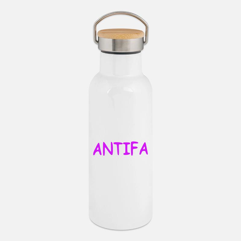 Antifa - lilac - Thermosflasche mit Bambusdeckel - Weiß