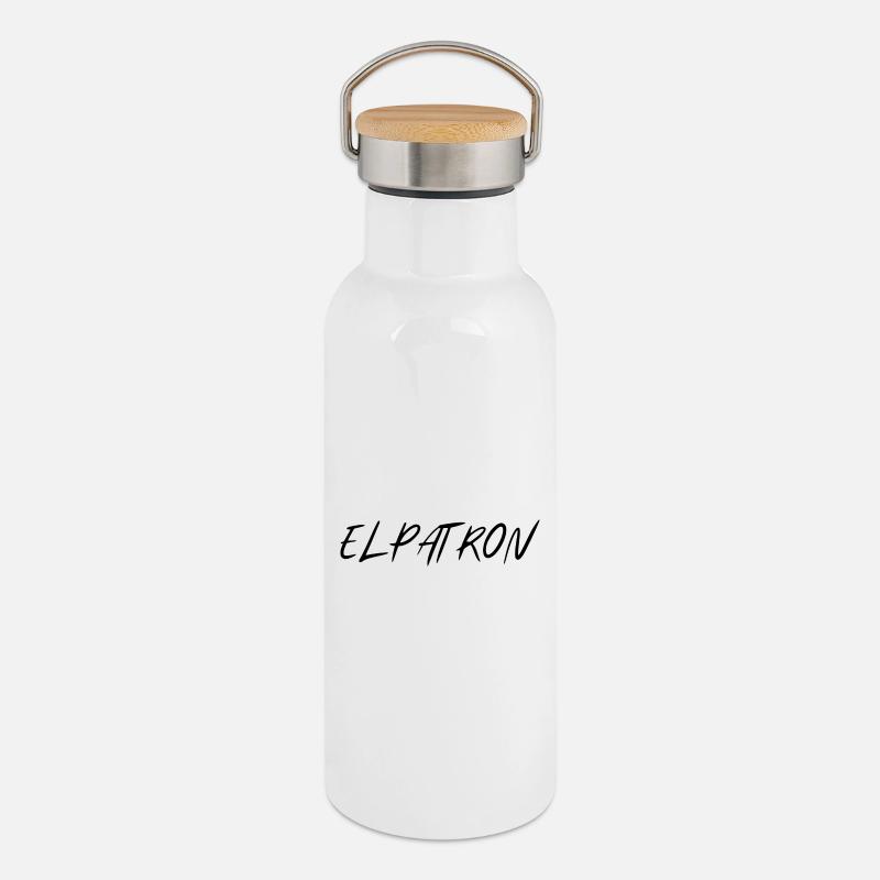 El Patron – Le look du chef - Gourde isotherme avec bouchon en bambou - blanc