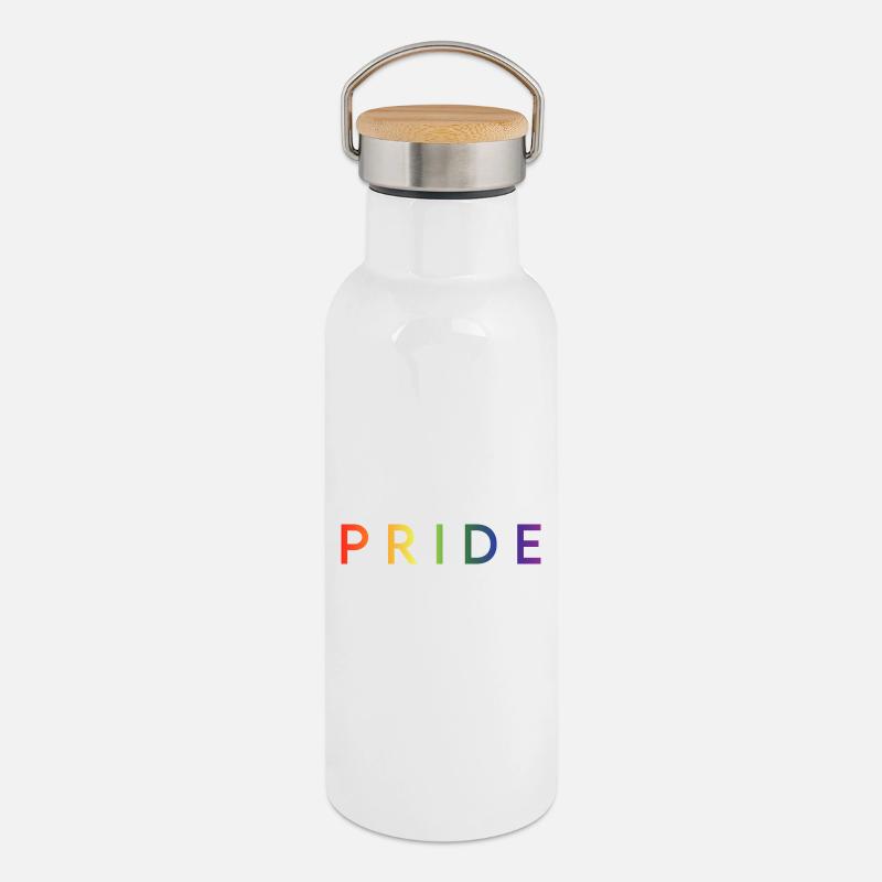 Pride - Thermal Bottle with Bamboo Lid - white