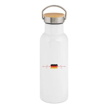 German Flag Heartbeat - Thermal Bottle with Bamboo Lid - white - Right