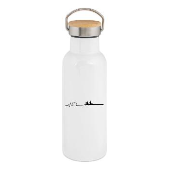 Rowing Heartbeat Double Sculls - Thermal Bottle with Bamboo Lid - white - Right