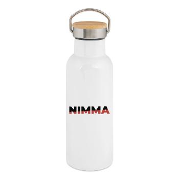 NIMMA - Thermosflasche mit Bambusdeckel - Weiß - Rechts