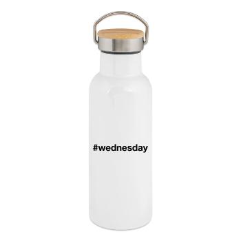 MERCREDI Hashtag mercredi - Gourde isotherme avec bouchon en bambou - blanc - Droite