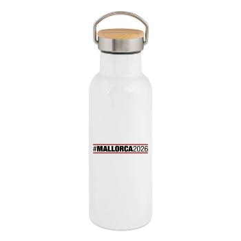 Mallorca 2026 - Thermosflasche mit Bambusdeckel - Weiß - Rechts