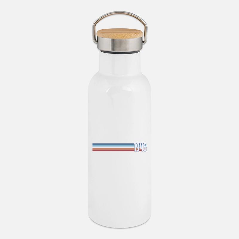 Vintage Coffee 80 Years Octogenarian Party 1946 - Thermal Bottle with Bamboo Lid - white