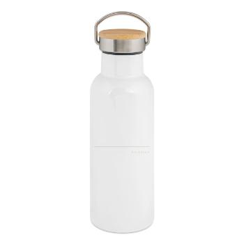 ATLANTEA - Horizon Line - Eté Premium - Gourde isotherme avec bouchon en bambou - blanc - Droite