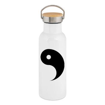 Geteiltes Ying und Yang Zeichen für Paare Yin Yang - Thermosflasche mit Bambusdeckel - Weiß - Rechts