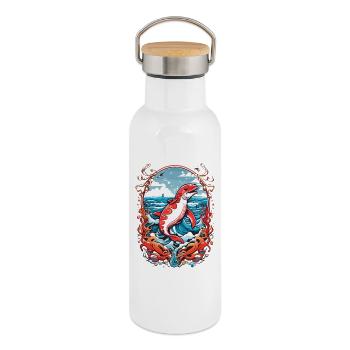 Sea creatures - Thermal Bottle with Bamboo Lid - white - Right