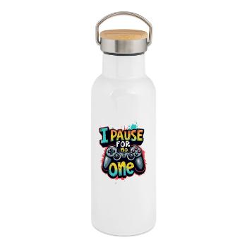 I PAUSE FOR NO ONE, GAMING - Thermal Bottle with Bamboo Lid - white - Right