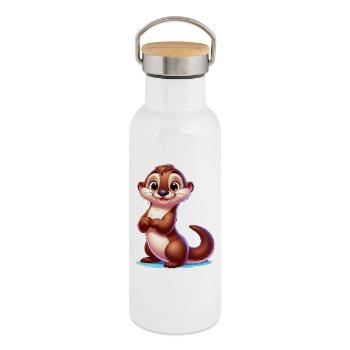 Otter - Thermal Bottle with Bamboo Lid - white - Right