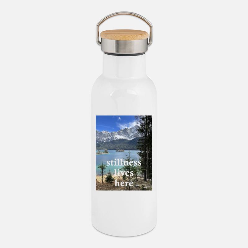 Lakes - Thermal Bottle with Bamboo Lid - white