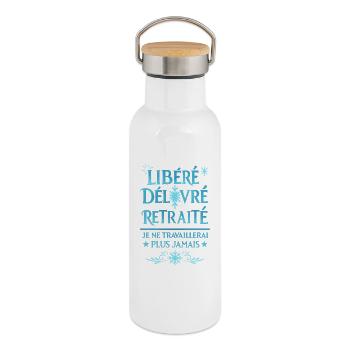 Released, Delivered, Retired - Thermal Bottle with Bamboo Lid - white - Right