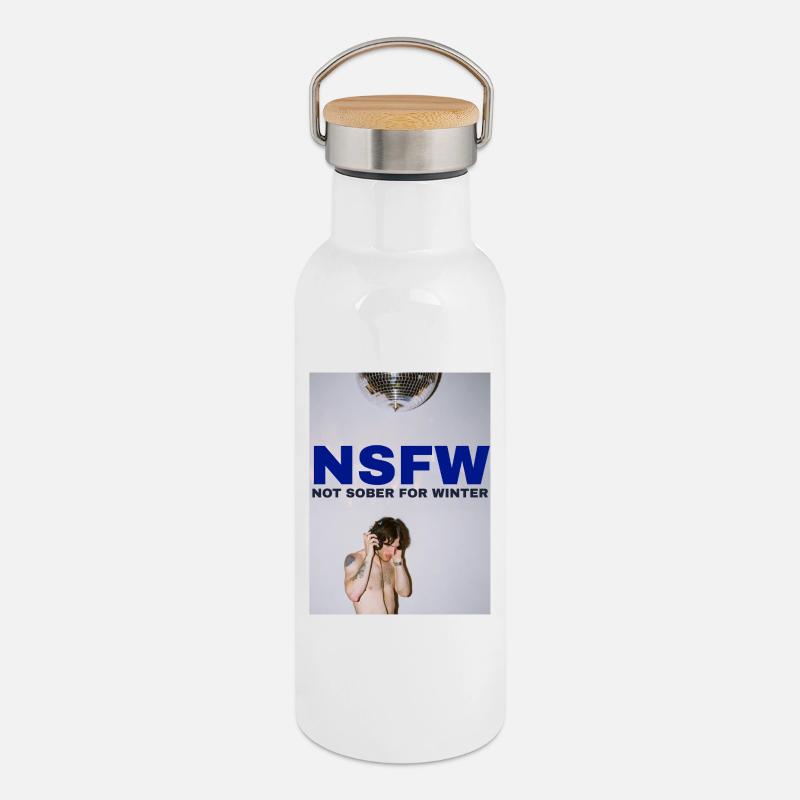 NSFW n’est pas sobre pour l’hiver - Gourde isotherme avec bouchon en bambou - blanc