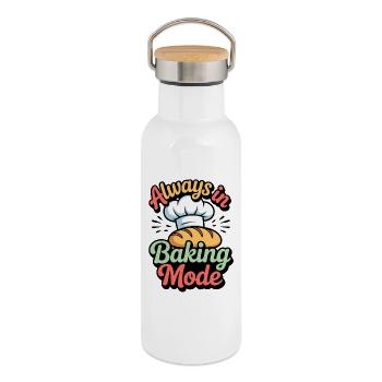 Immer im Backmodus - Thermosflasche mit Bambusdeckel - Weiß - Rechts