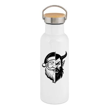 Weihnachtsmann und Weihnachtsmann Peitscher - Thermosflasche mit Bambusdeckel - Weiß - Rechts