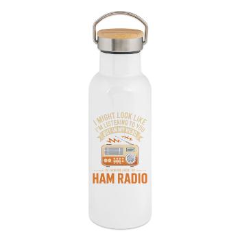 Amateurfunk-Tee - Thermosflasche mit Bambusdeckel - Weiß - Rechts